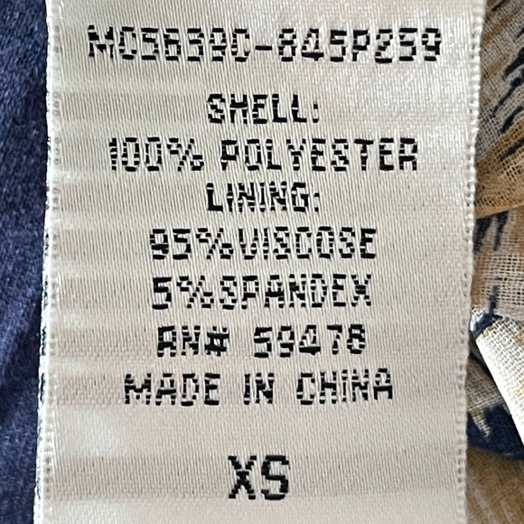 🌺 Kenar Boho Ikat Navy Tie Neck Lightweight Blouse Size XS - Picture 8 of 10